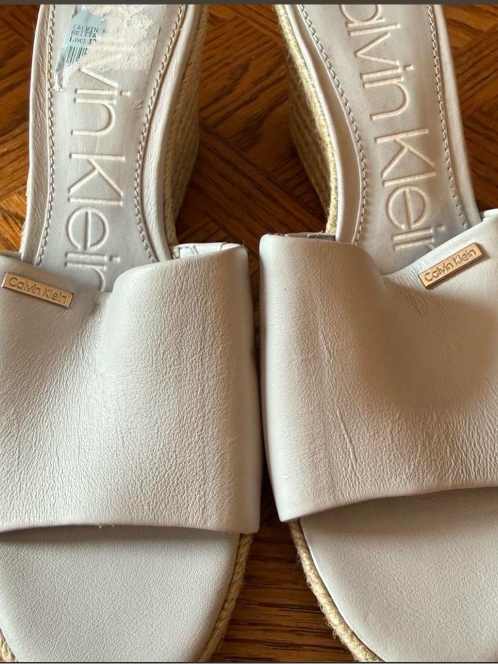 Calvin Klein Beige/Cream Slide Espadrille Sandals